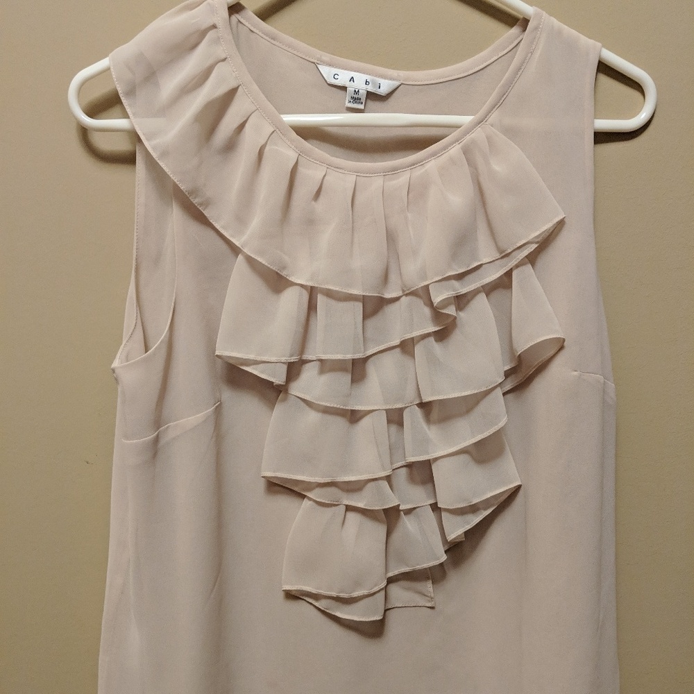 CAbi Cascading Ruffle La Femme Blouse.  Style# 643